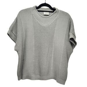 Wrap London Gray Boxy Ribbed Knit Cotton Sleeveless Sweater Women's 16